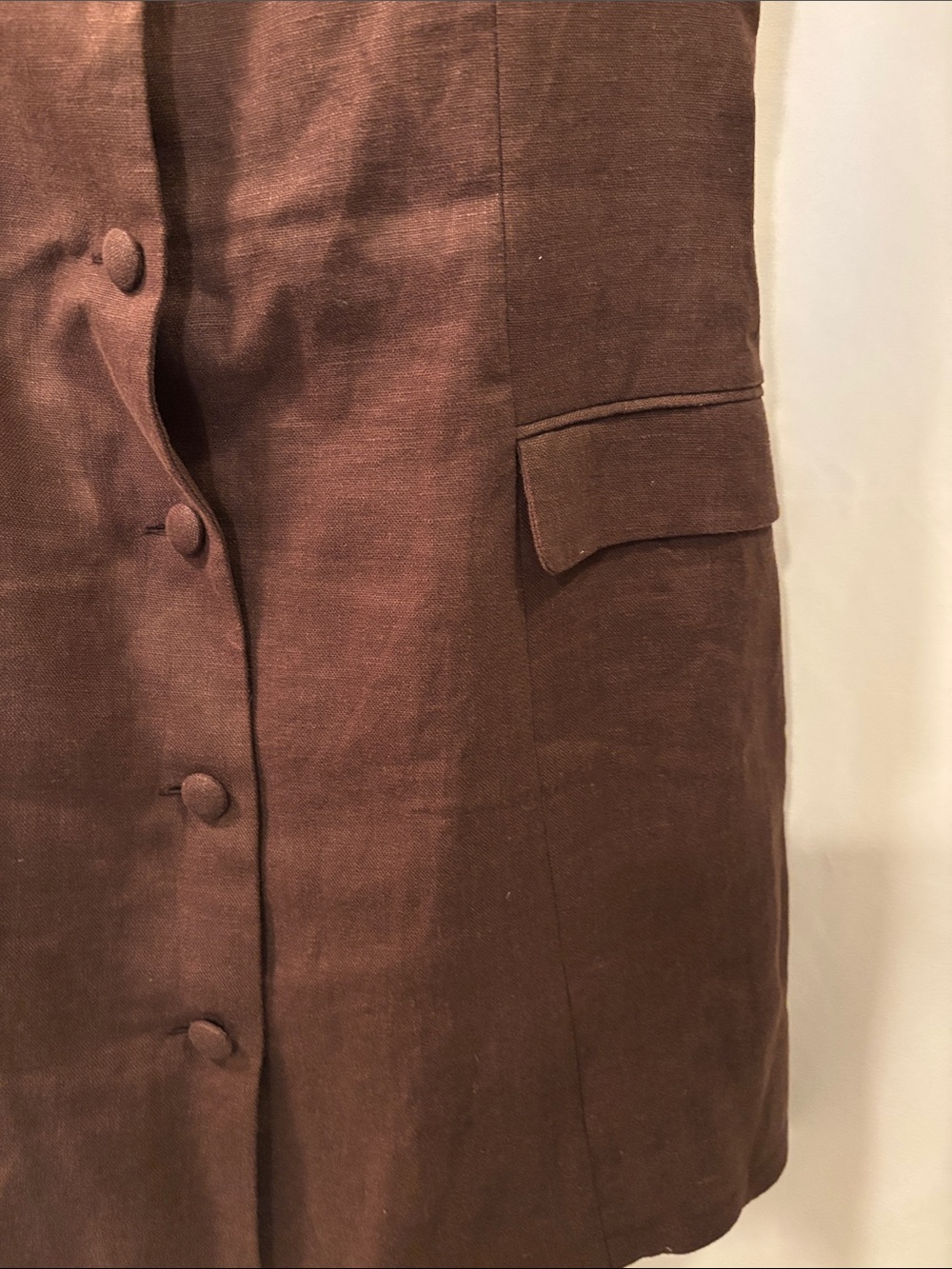 Faithfull Brown Linen Blend Dress with Buttons - size 10 - Picture 12 of 15